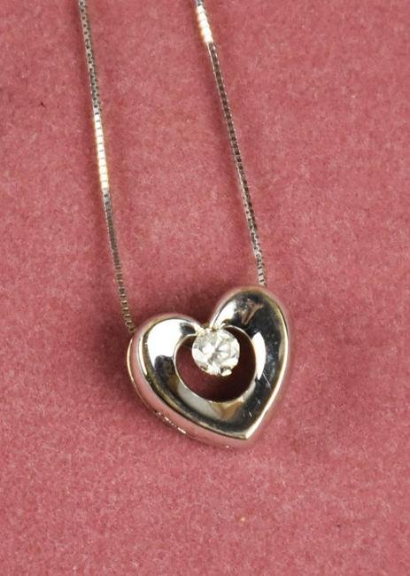 14K White Gold, Diamond Heart Necklace (1 of 6)