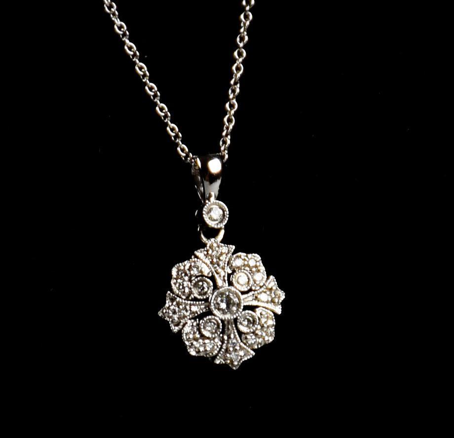 14K White Gold Diamond Cluster Pendant (1 of 6)