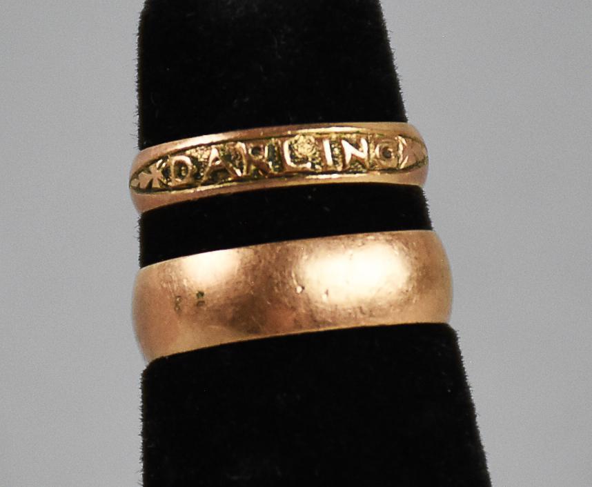 (2) Antique 14K Gold Wedding Bands Victorian (1 of 3)