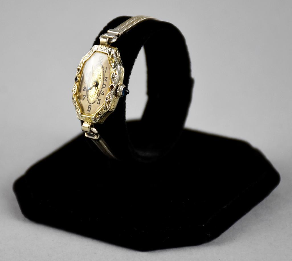 Art Deco 18K & Platinum Elem Ladies Watch (1 of 7)