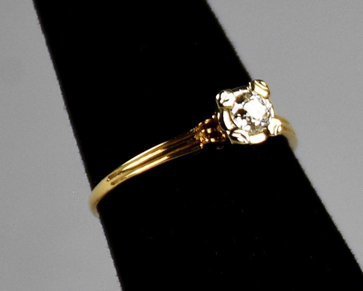 14K Yellow Gold European Cut Diamond Engagement Ring (1 of 6)