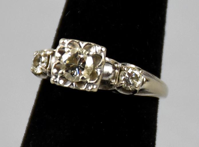 14K White Gold/Diamond Engagement Ring, Signed (1 of 5)