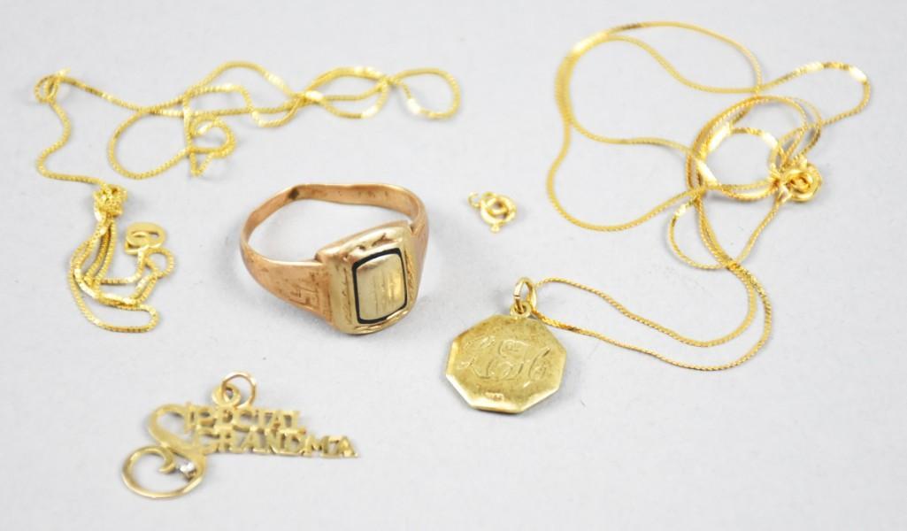 Vintage 14K Gold Lot, Ring, Charm, Chains (1 of 4)