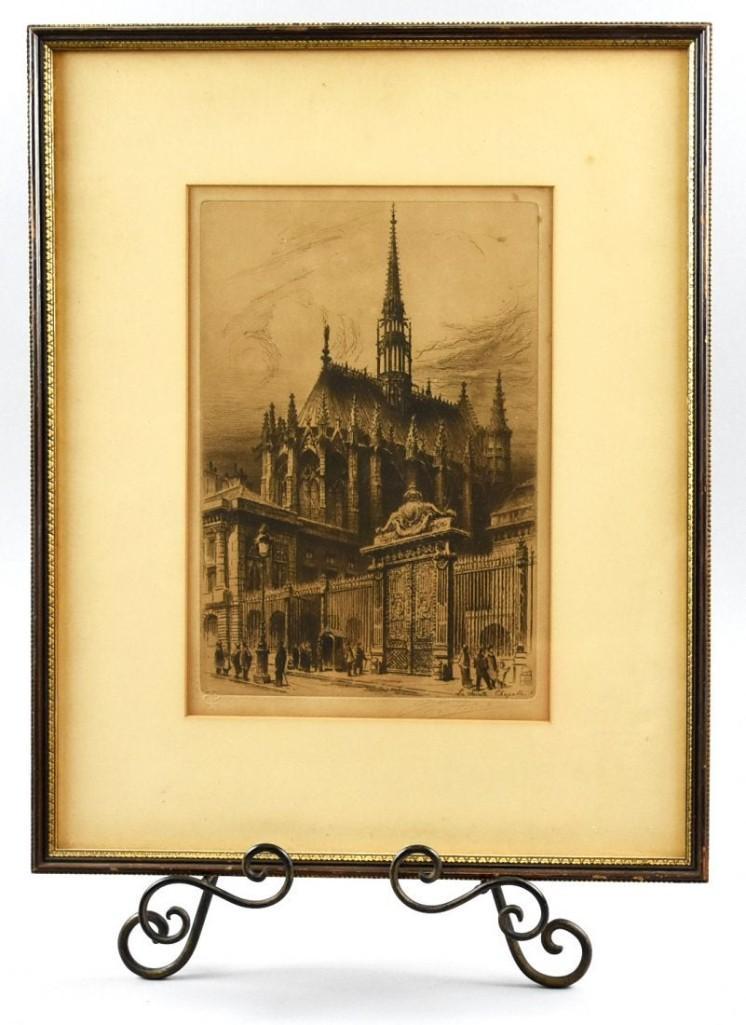 Antique La Saints Chapelle Etching Artist Charles Pinet (1 of 5)