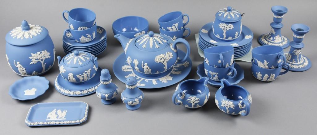 Large Lot Wedgwood Blue Jasperware Tea Set Plus (1 of 10)