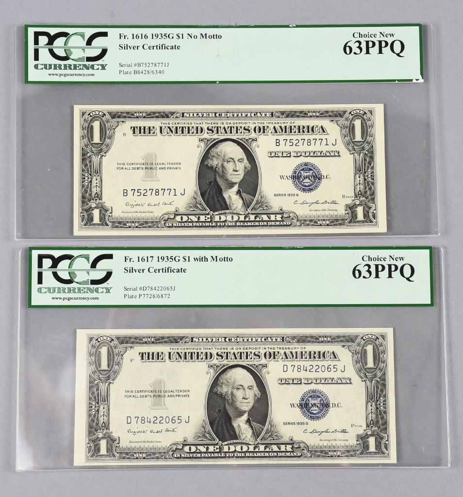 (2) Motto/No Motto 1935 Silver Certificates PCGN (1 of 2)