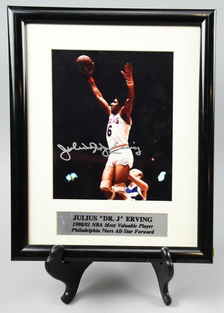 Signed & Framed Julius "Dr. J" Erving Photo (1 of 3)