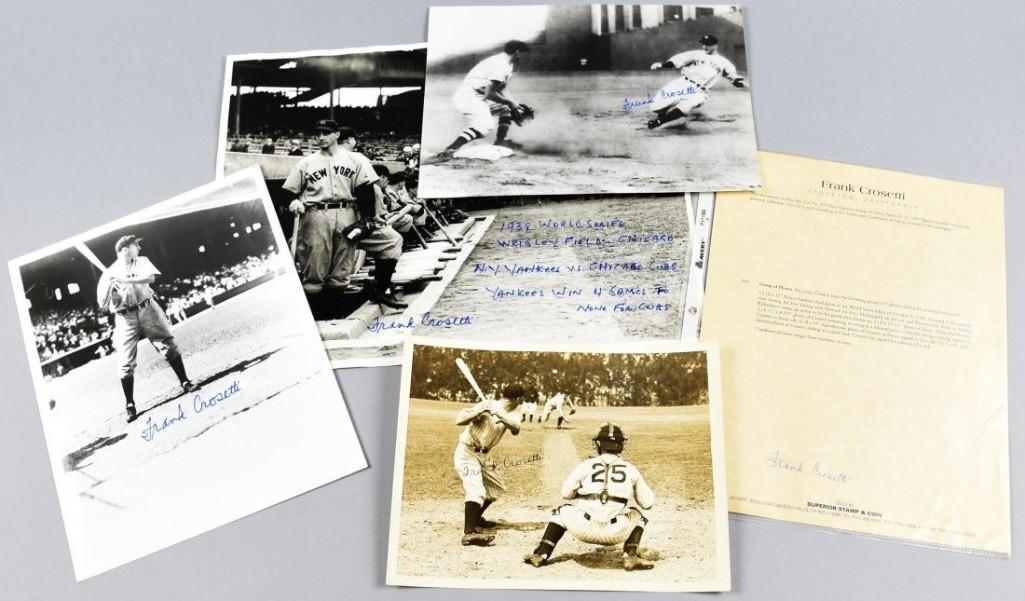 Lot NY Yankee Frank Crosetti Autographed W/ letter (1 of 4)