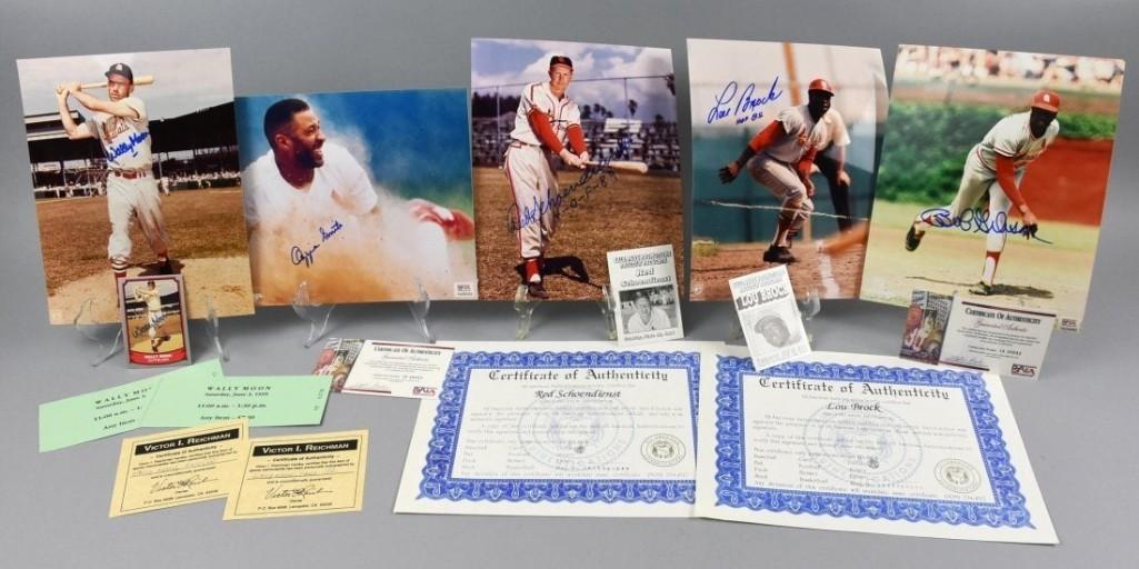 5 St. Louis Cardinals Signed Photos, Gibson, Moon, PSA (1 of 6)
