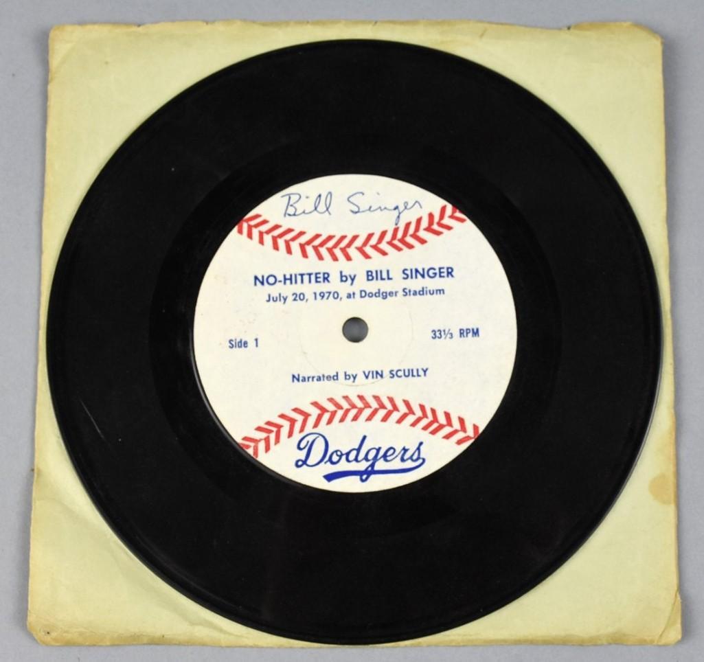 Signed Bill Singer 33rpm No-Hitter 1970 Dodger Scully (1 of 5)