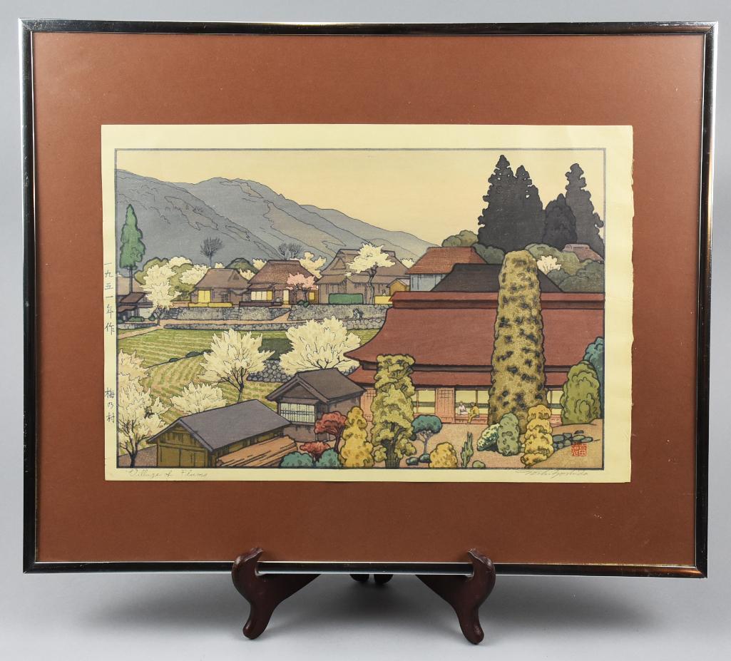 Toshi Yoshida  "Village of Plums," Woodblock (1 of 5)