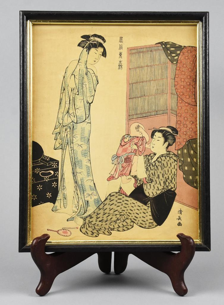 Torii Kiyonago (1752-1815) Japanese Woodblock Print (1 of 5)