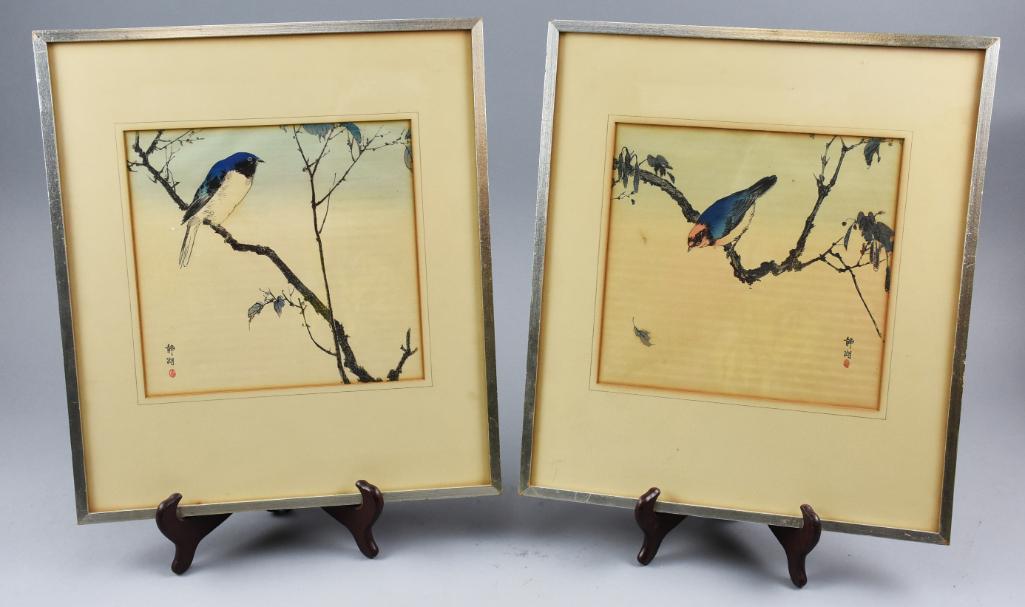 Okuhara Seiko (1837-1913) Pair Woodblock Prints (1 of 8)