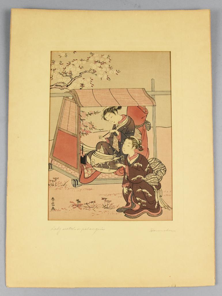 Suzuki Harunobu (c1725-1770) Woodblock Print (1 of 4)