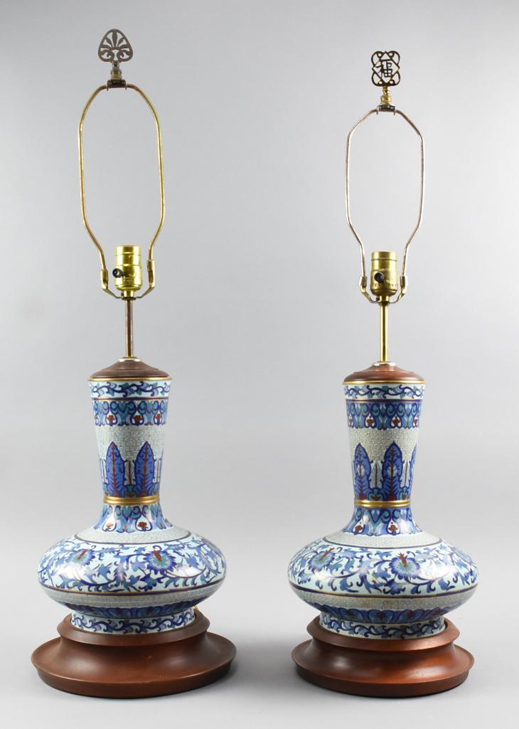 Pair Of Chinese Cloisonné Lamps (1 of 8)