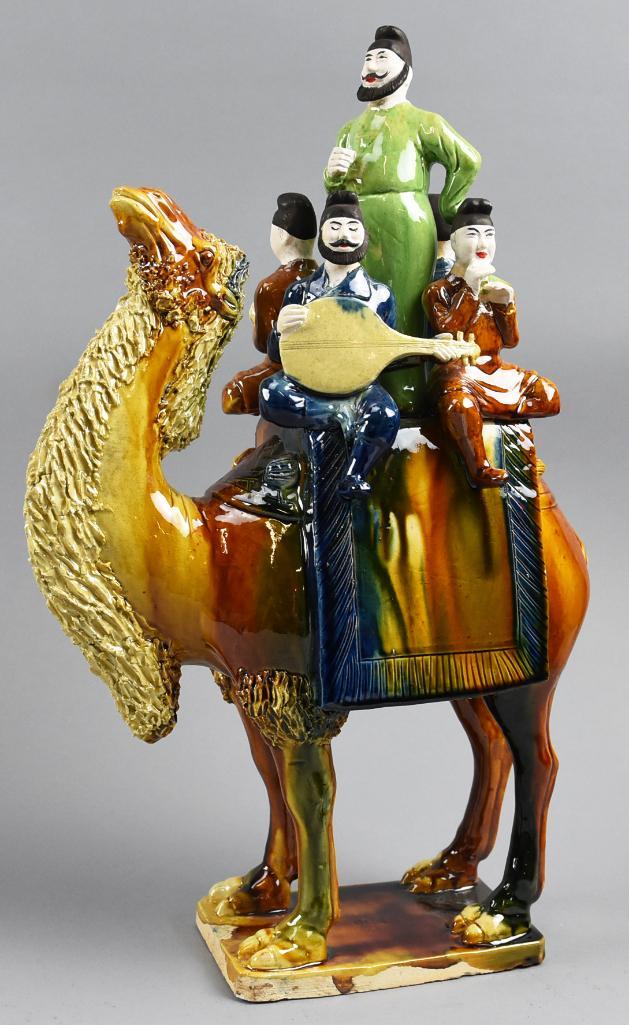 Tang Style Sancai Ceramic Camel with Riders (1 of 12)