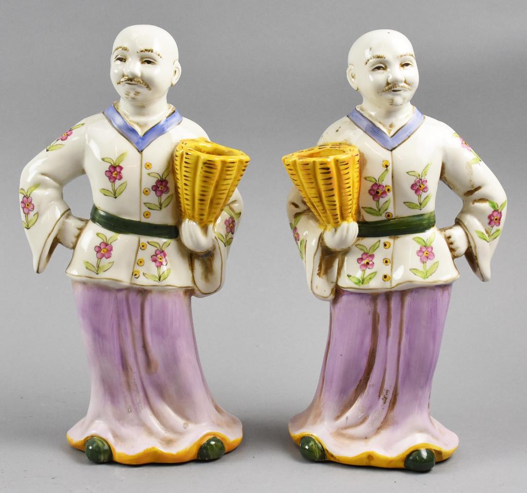 PAIR Chinese Porcelain Male Figural Vases (1 of 5)