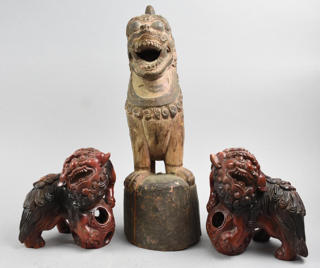 Antique/Vintage Carved Shishi, Foo Dog Figures (1 of 9)