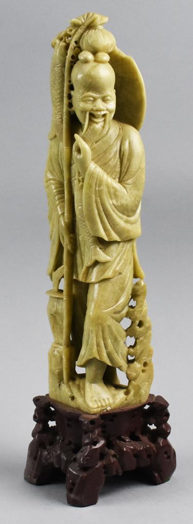 Soapstone Statue, Ebisu Fortune God, Soapstone Stand (1 of 8)