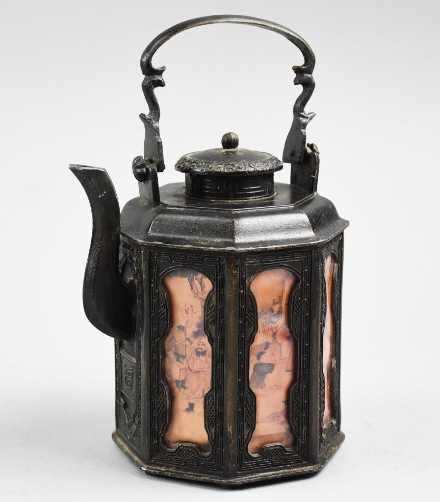 Chinese Export Cast Iron Tea Pot W/ Hand Painted (1 of 15)