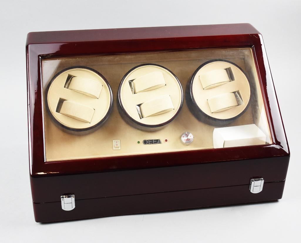 OEEA 6 Watch Winder + 8 Watch Storage Cherry Wood (1 of 12)