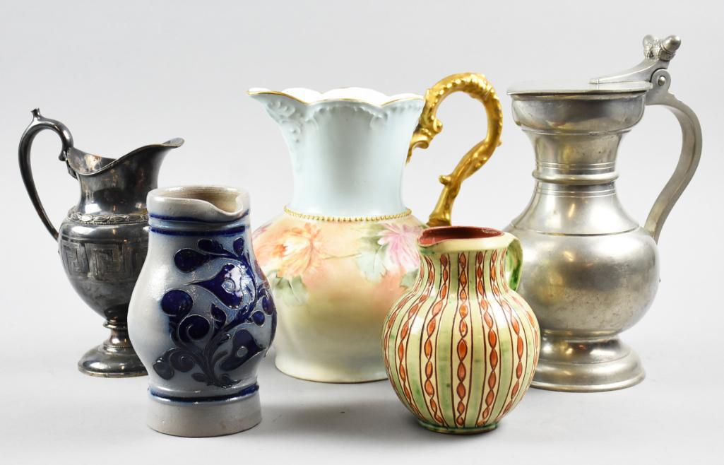 (5) Antique Pitchers, Various Materials (1 of 8)