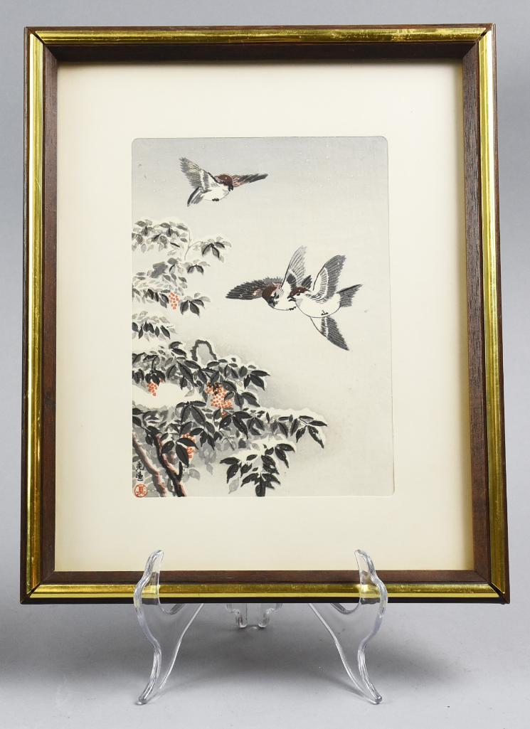 Woodblock Print Sparrows by Tsuchiya Koitsu 1870-1949 (1 of 5)