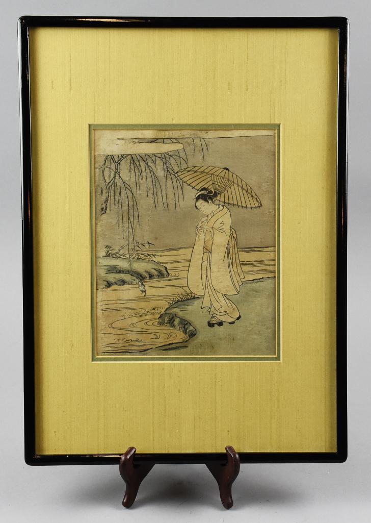Suzuki Harunobu (c1725-1770) Woodblock Print (1 of 3)