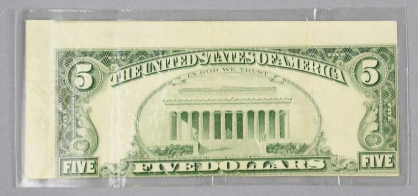 1988 Error $5 dollar, Back Off Center (1 of 2)