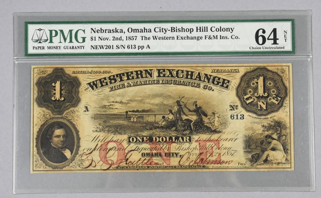 1857 Western Exchange, Omaha City, Graded (1 of 2)