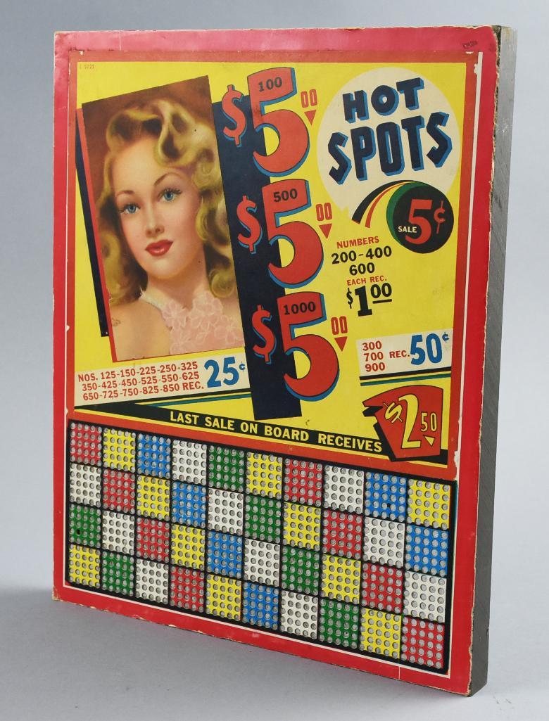 Vintage "Hot Spots" Punchboard Game Pin Up MCM (1 of 9)