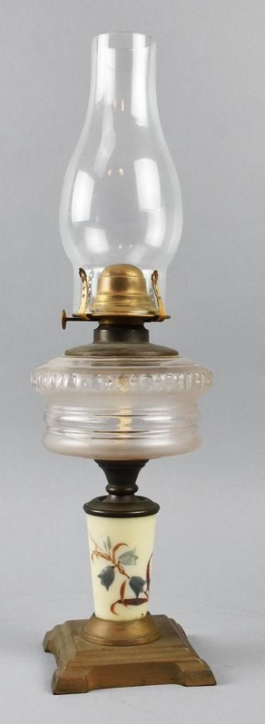 Victorian Painted Glass Oil Lamp (1 of 7)