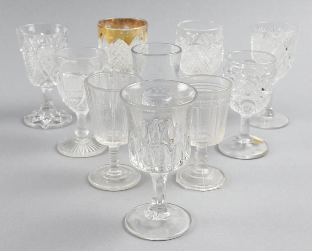 EAPG Sherry/Wine Glass, Heisey, Bryce, More: Description Another great lot of EAPG short wine or sherry glasses in a variety of patterns, no two alike. Patterns include, Fancy Loop, Heisey, c1900; Sprig, Bryce, Higbee & Co, c1883; Rope Bands, Br