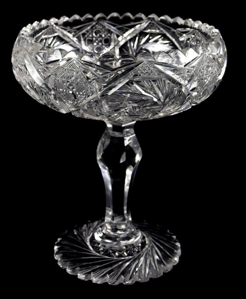 American Brilliant, Pinwheel, Cane Crytal Compote (1 of 10)