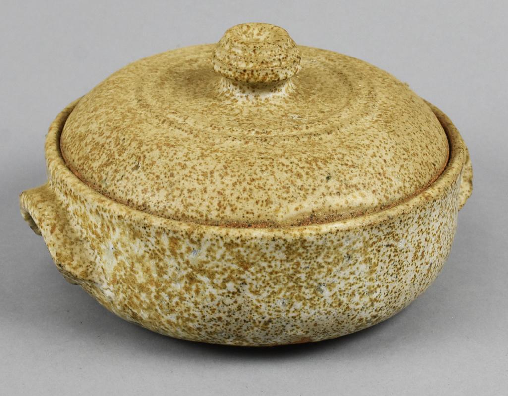 Signed c1975 Lidded Stoneware Dish (1 of 7)