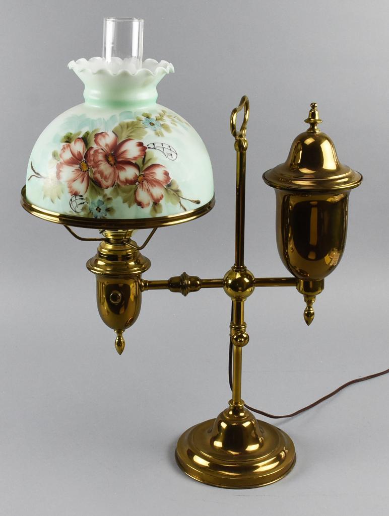 Antique Kleemann Brass Student Lamp, Electrified (1 of 11)