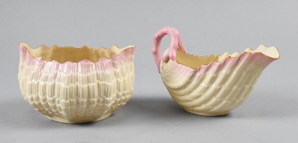 Belleek (1891-1926) Tridacna Cream and Sugar (1 of 6)