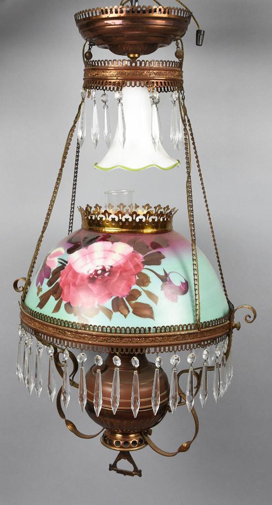 Victorian Hanging Light Fixture, Painted Shade (1 of 17)