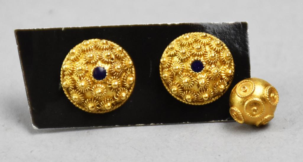 Pair 22K  Gold Earrings and a Single (1 of 5)