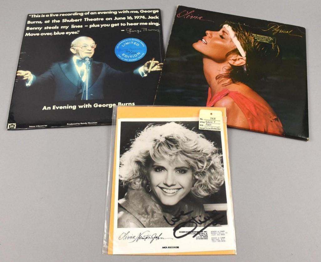 George Burns Signed Ltd Ed. LP, Newton-John Signed LP (1 of 3)