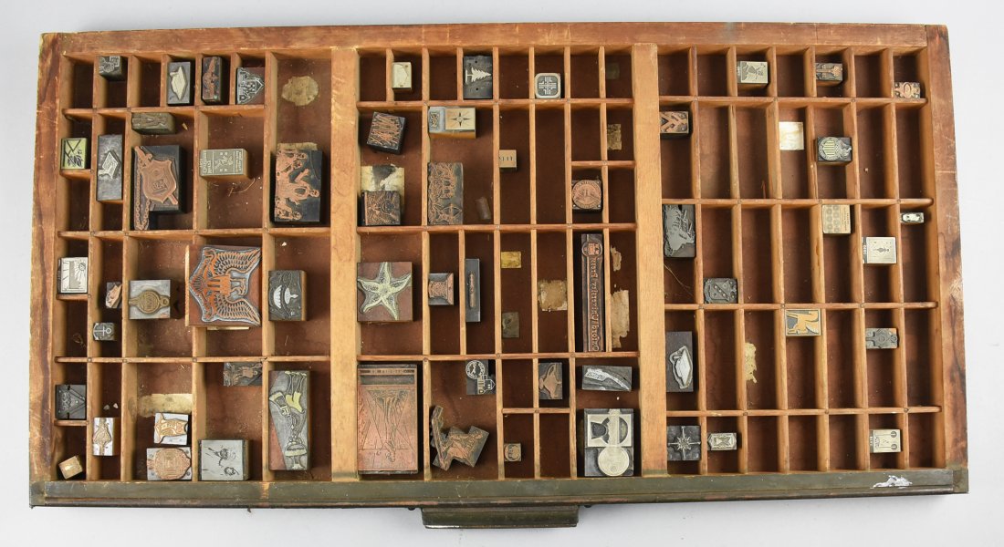 Antique Print Press Symbols Stamps & Drawer 1920 (1 of 11)