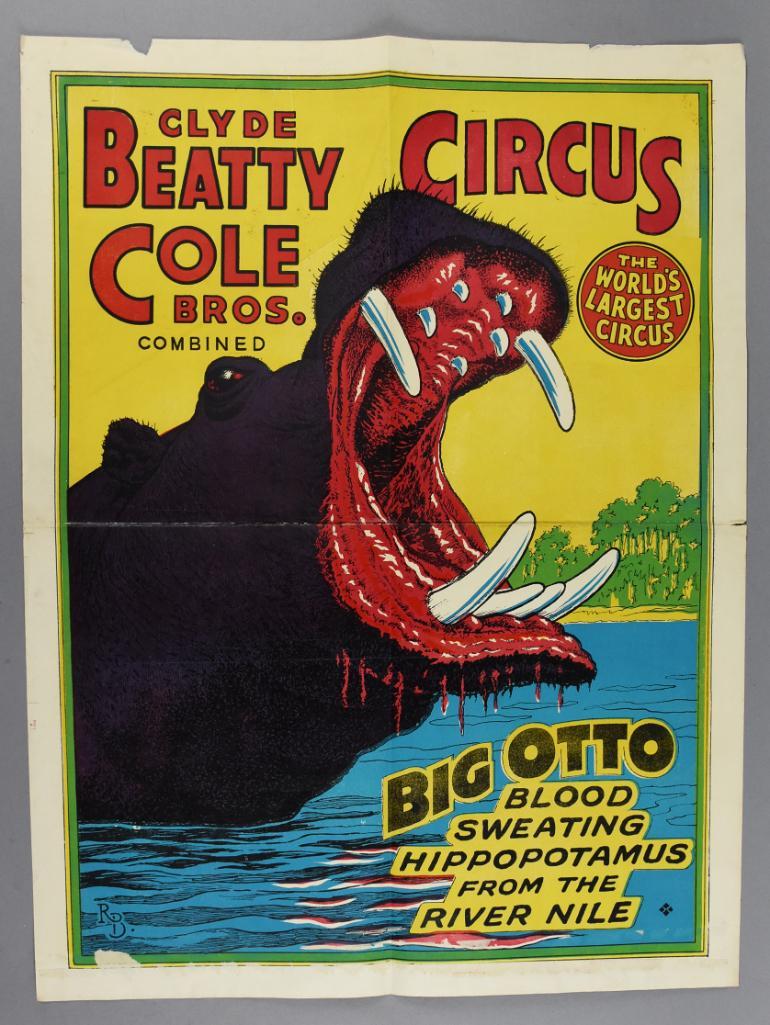 Clyde Beatty Coles Bros. Circus Poster Big Otto (1 of 3)