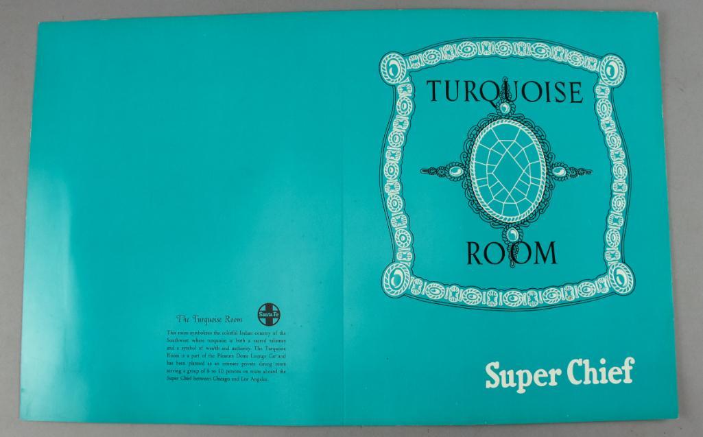 NOS Santa Fe Railroad Super Chief Turquoise Room Menu (1 of 5)