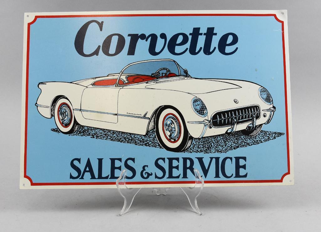 Collectible Corvette Sales & Service Tin Sign (1 of 5)