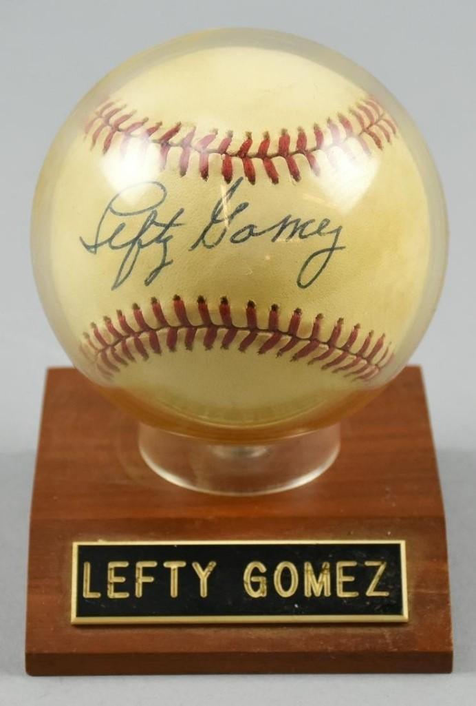 New York Yankee HOF Pitcher Lefty Gomez Signed Ball (1 of 4)