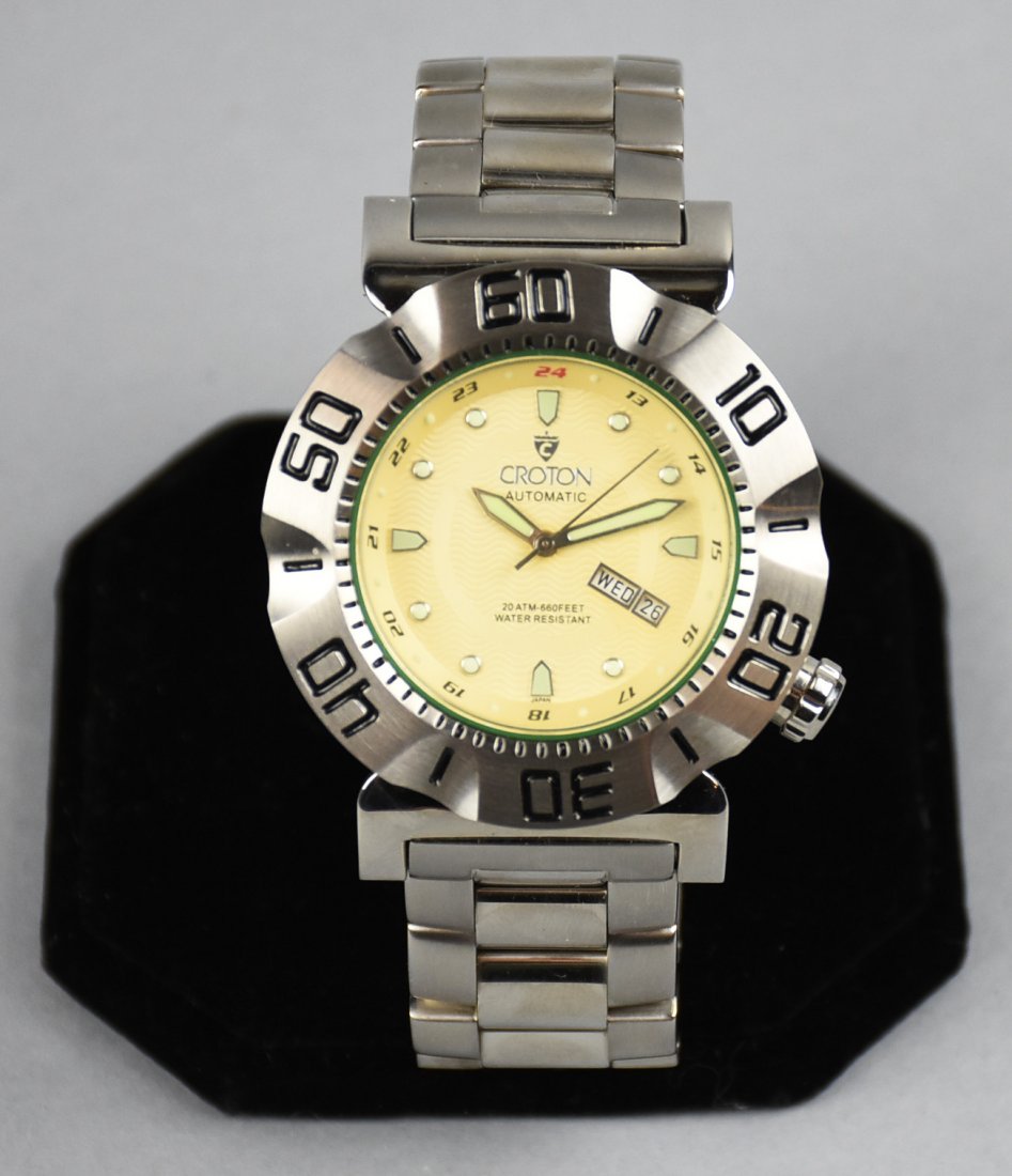 Croton Vortex Watch, No. 8205: Very nice looking watch from Croton. Model is Vortex Automatic, no. 8205. Appears to have never been used, retains factory protective film on watch back.