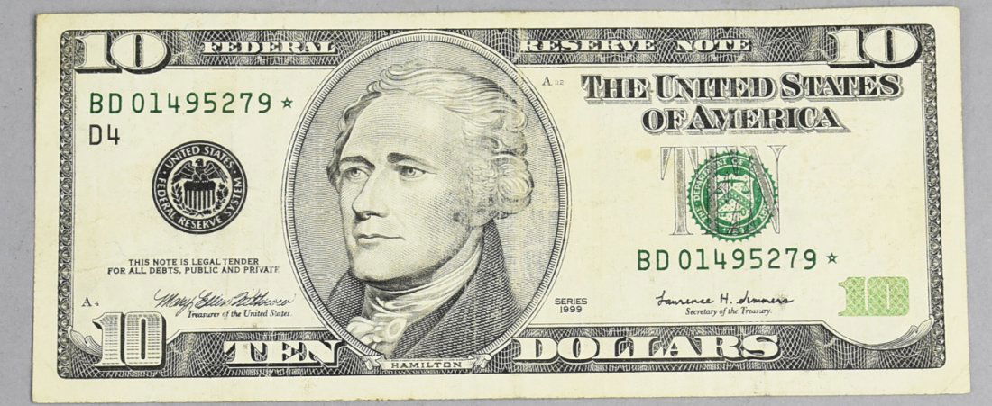 10 dollar Star Note Error.: 10 dollar Star Note Error. In nice condition. Please refer to photos.