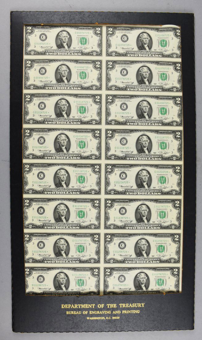 $2 Uncut Sheet of Error  Star Notes Full Sheet of 16 (1 of 3)
