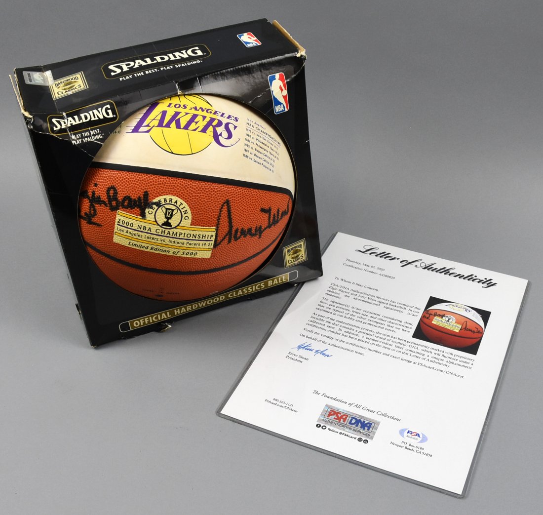 LA Lakers Elgin Baylor Jerry West Autographed Ball PSA (1 of 9)