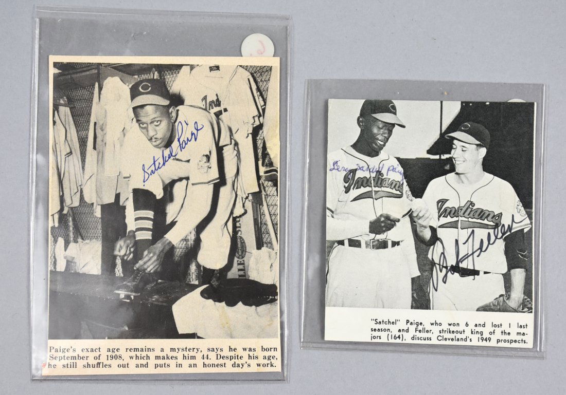 Signed Newspaper Clippings, Satchel Paige, Bob Feller (1 of 6)
